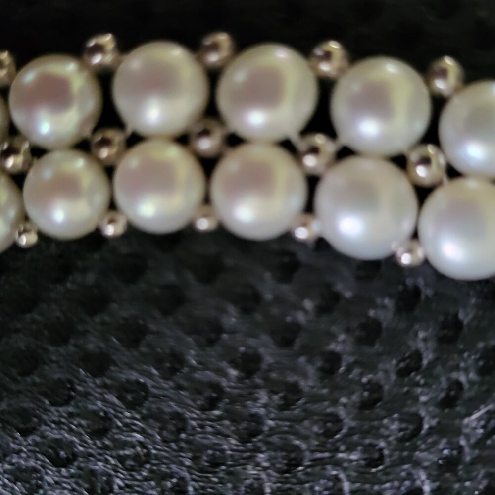VINTAGE STERLING SILVER CULTURED PEARL CHOKER NECKLACE - Picture 7 of 11